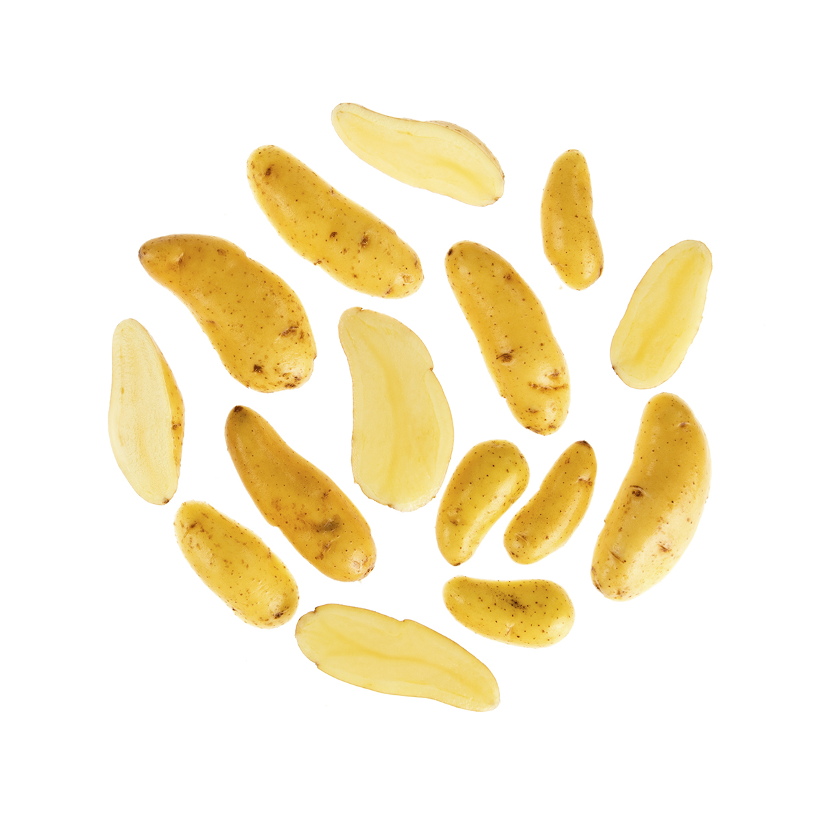 Halved Fingerling Potato Fingerling Potatoes Baldor Specialty Foods