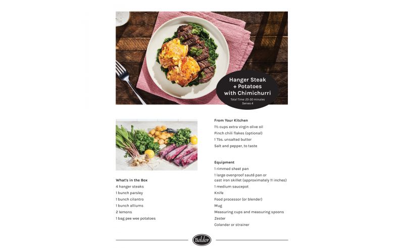 Hanger Steak & Potatoes with Chimichurri Meal Kit