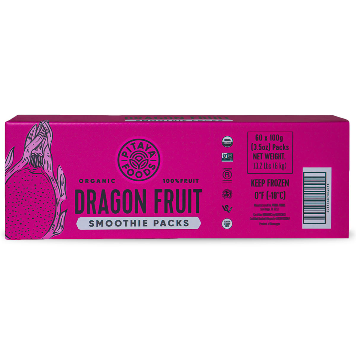 Frozen Organic Pitaya/Dragon Fruit Smoothie Packs Fruit Purees