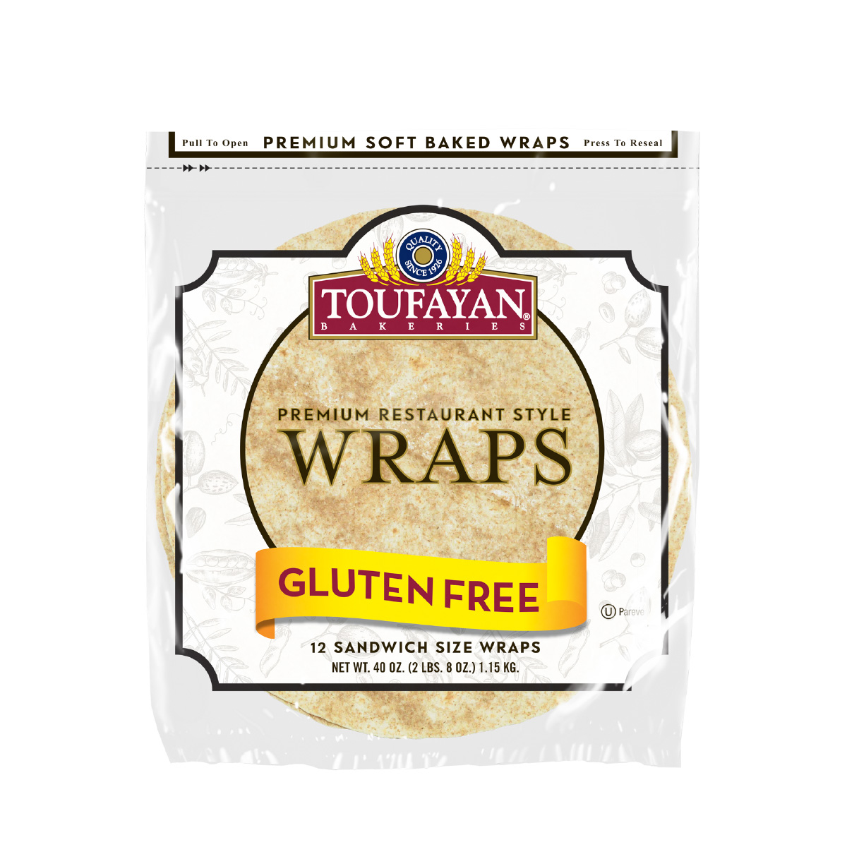 Gluten Free 12 Plain Wraps Gluten Free Bread Baldor Specialty Foods