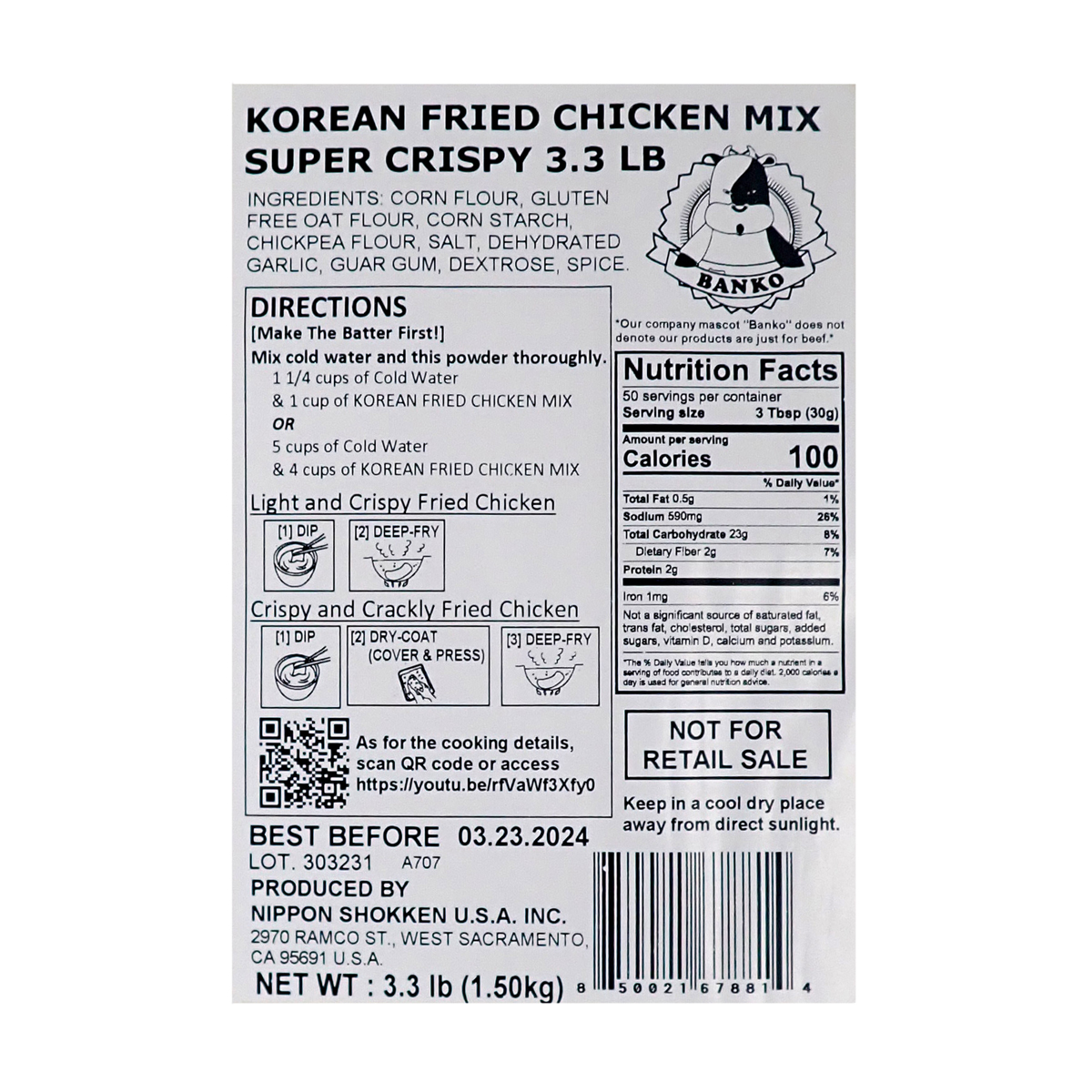 Korean Fried Chicken Batter (Super Crispy) Wheat Baldor Specialty Foods