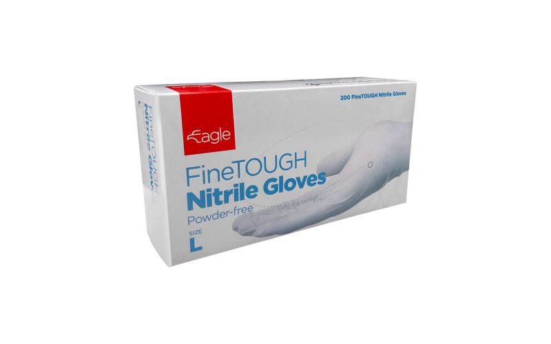 Large FineTOUGH Powder Free Nitrile White Gloves