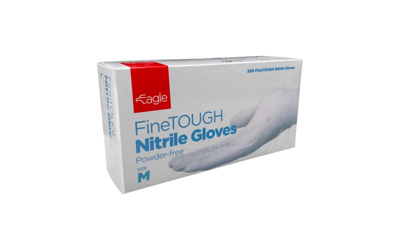 Medium FineTOUGH Powder Free Nitrile White Gloves