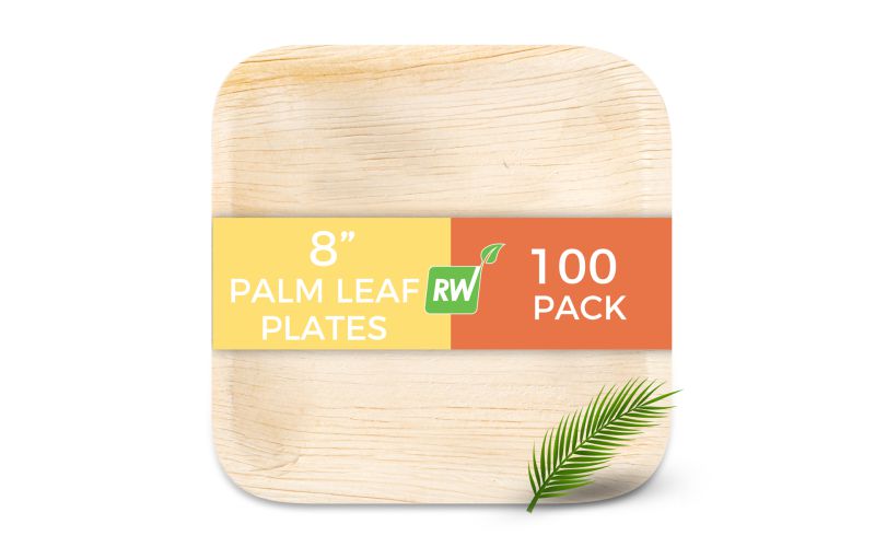 Indo Square Natural Palm Leaf Plate 6in x 6in x 0.5in