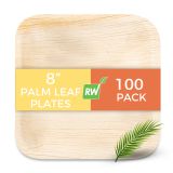 Indo Square Natural Palm Leaf Plate 6in x 6in x 0.5in