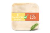 Indo Square Natural Palm Leaf Plate 8in x 8in x 0.5in