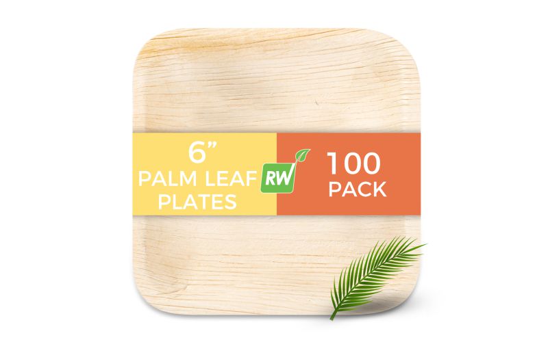 Indo Square Natural Palm Leaf Plate 8in x 8in x 0.5in