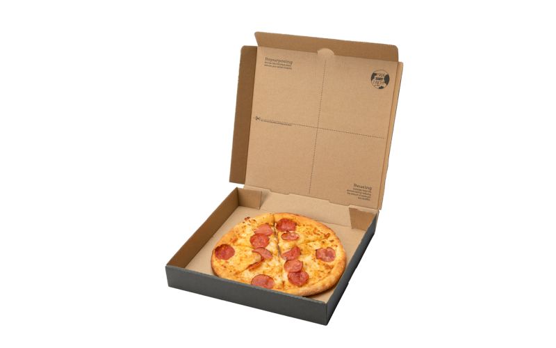 Kraft & Black Paper Corrugated Pizza Box