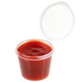 1 oz Clear Plastic Portion Cup with Hinged Lid