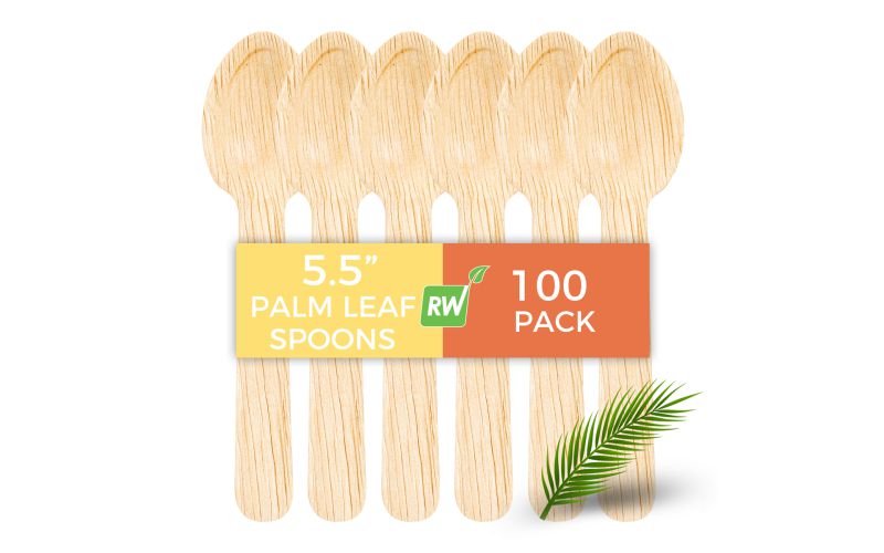 Round Natural Palm Leaf Spoon - 5.5in