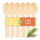 Round Natural Palm Leaf Spoon - 5.5in