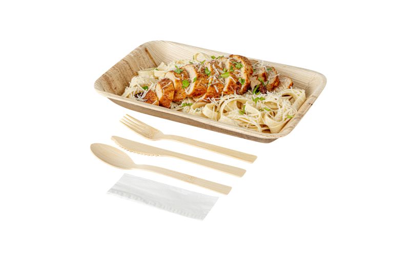 Natural Bamboo Disposable Cutlery Set - 7in