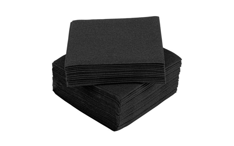 Square Black Paper Linen-Feel Cocktail Napkin - Air Laid