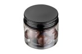 2 oz Round Clear Plastic Jar with Black Aluminum Lid