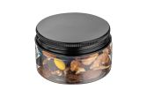 4 oz Round Clear Plastic Jar with Black Aluminum Lid