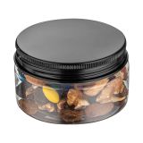 4 oz Round Clear Plastic Jar with Black Aluminum Lid