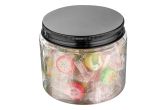 16 oz Round Clear Plastic Jar with Black Aluminum Lid