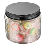 16 oz Round Clear Plastic Jar with Black Aluminum Lid