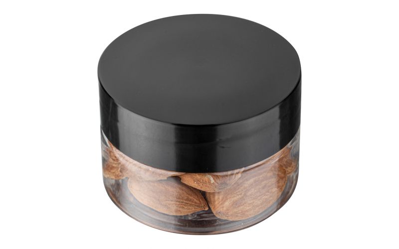 1 oz Round Clear Plastic Jar with Black Plastic Lid