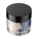 2 oz Round Clear Plastic Jar with Black Plastic Lid