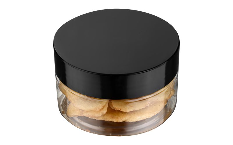 4 oz Round Clear Plastic Jar with Black Plastic Lid