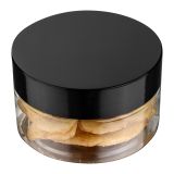 4 oz Round Clear Plastic Jar with Black Plastic Lid