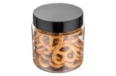 8 oz Round Clear Plastic Jar with Black Plastic Lid