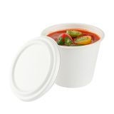 Round White Sugarcane Lid - Fits 15 oz Soup Cup