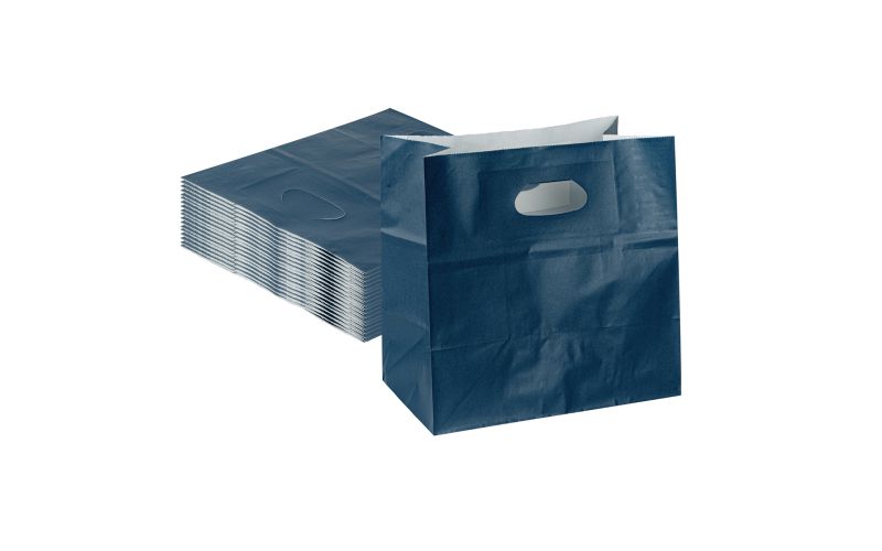 Rectangle Midnight Blue Paper Take Out Bag with Handles