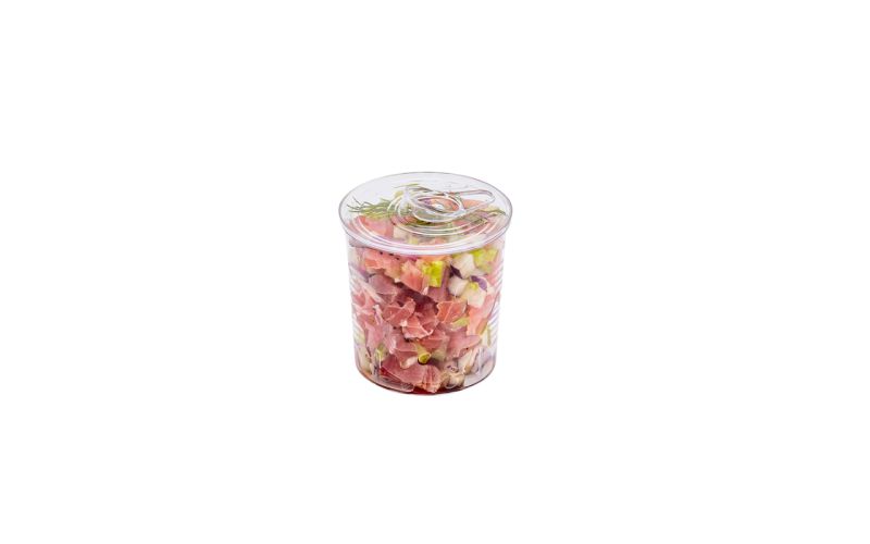4 oz Round Clear Plastic Tin Can with Lid