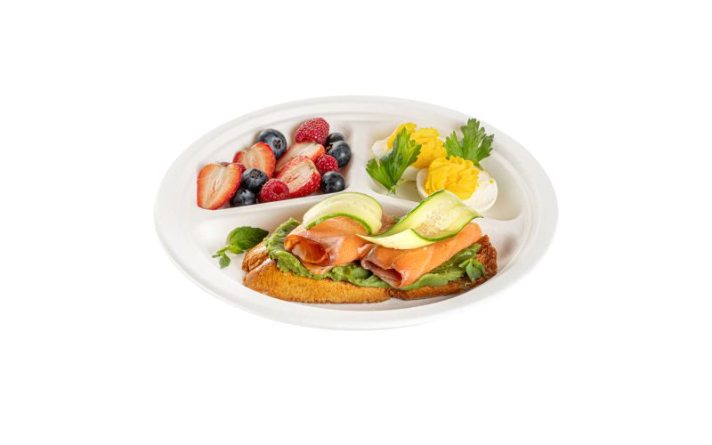 White Sugarcane Plate, 3-Compartment