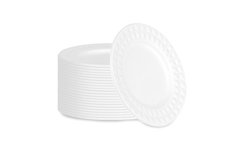 Round White Sugarcane Plate with Diamond Rim