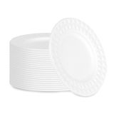 Round White Sugarcane Plate with Diamond Rim