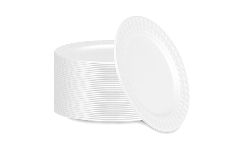 Round White Sugarcane Plate with Diamond Rim