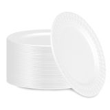 Round White Sugarcane Plate with Diamond Rim