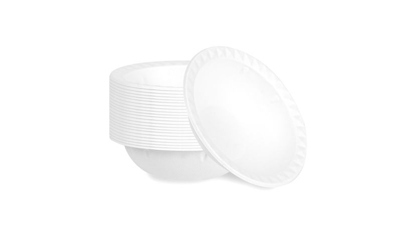 16 oz White Sugarcane Bowl with Diamond Rim