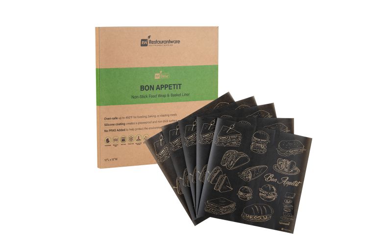 Black Bakery Wrap & Basket Liner, Bon Appetit - 12in x 12in