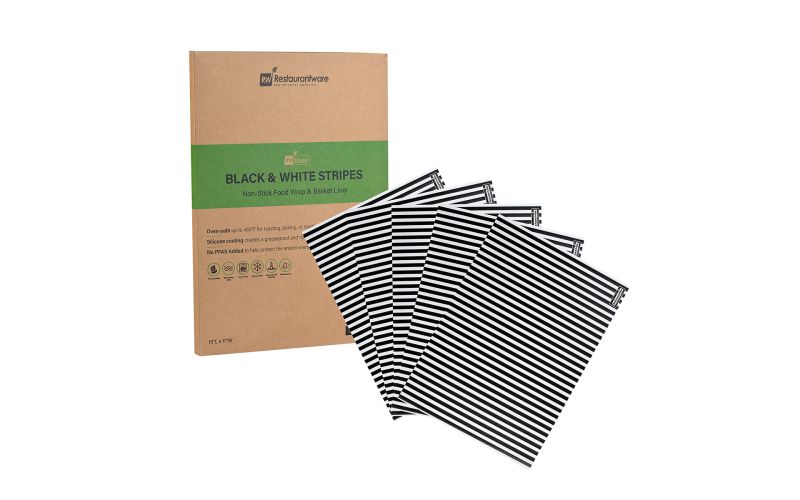 Black & White Stripe Food Wrap & Basket Liner - 15in x 11in