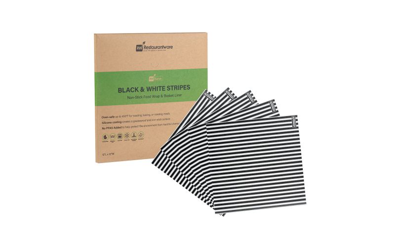 Black & White Stripe Paper Bakery Wrap & Basket Liner