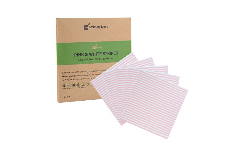Pink & White Stripe Bakery Wrap & Basket Liner - 12in x 12in