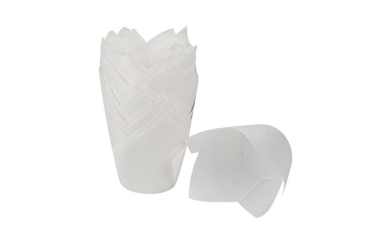 3.5 oz Round White Paper Tulip Baking Cup