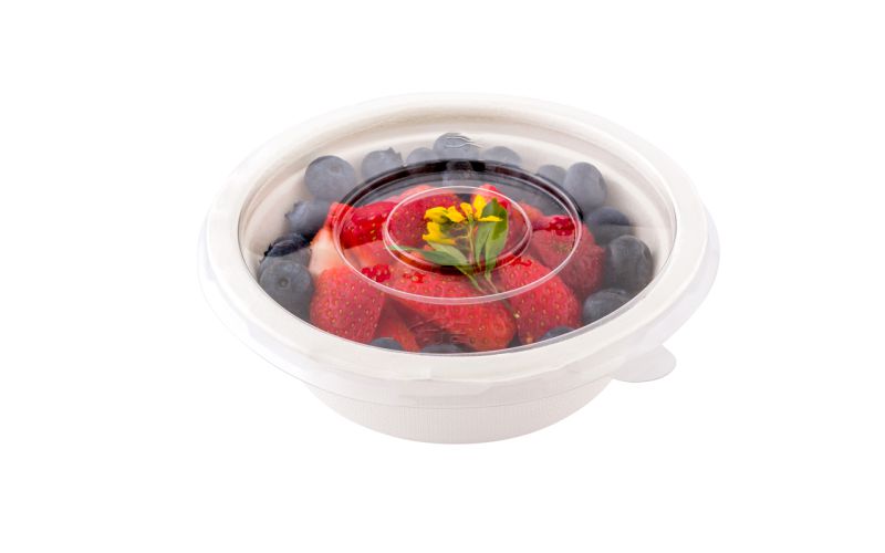 Round Clear Plastic Flat Lid - Fits 12 oz Salad Bowl