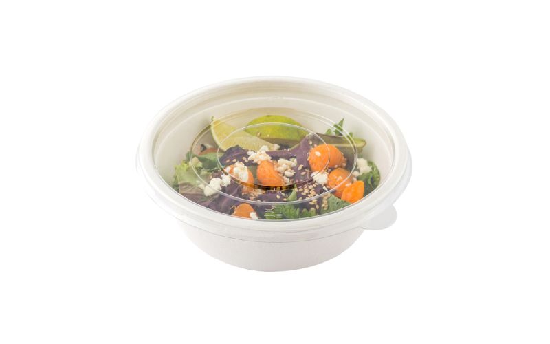 Round Clear Plastic Flat Lid - Fits 32 oz Salad Bowl