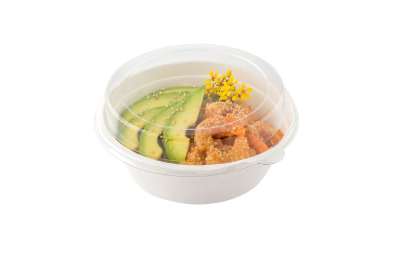 Round Clear Plastic Dome Lid - Fits 32 oz Salad Bowl