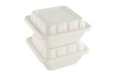 Square White Sugarcane Serving Bowl Lid - Fits 80 oz