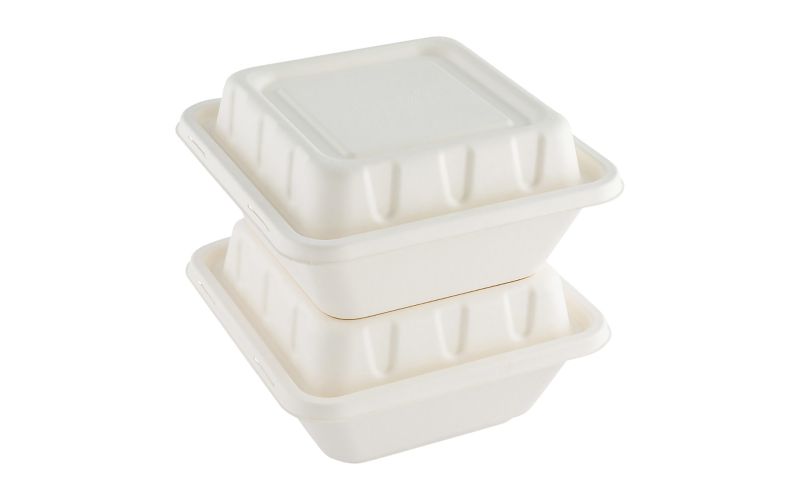 Square White Sugarcane Serving Bowl Lid - Fits 80 oz