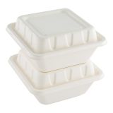 Square White Sugarcane Serving Bowl Lid - Fits 80 oz