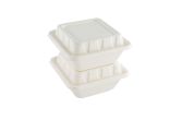 Square White Sugarcane Serving Bowl Lid - Fits 128 oz