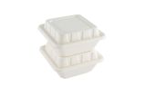 Square White Sugarcane Serving Bowl Lid - Fits 128 oz