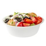 18 oz Round White Sugarcane Salad Bowl